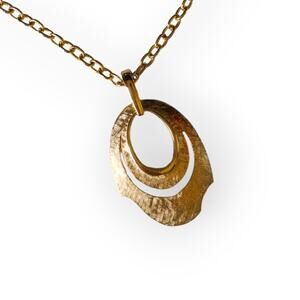 Vintage textured gold tone abstract modernist necklace